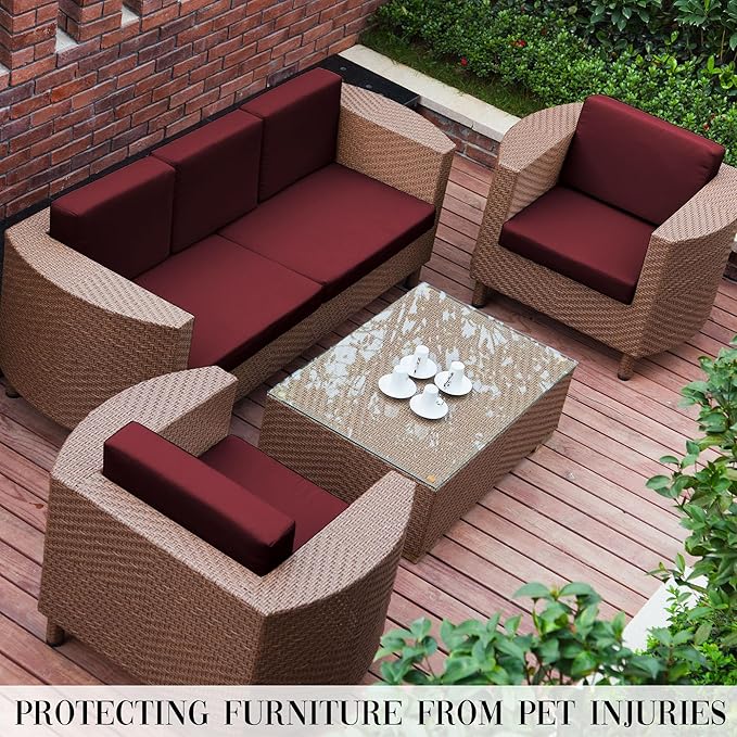 Outdoor Cushion Covers Set,12PCS Patio Furniture Couch Seat Slipcovers, Replacement for Sofa Sectional Chair(Cover,Only)