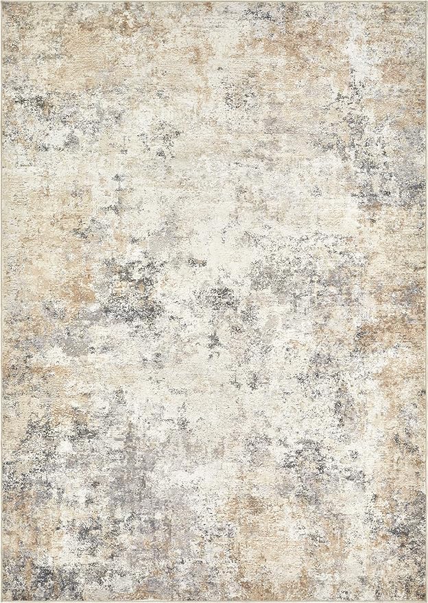 UERMEI 12x15 Area Rug Living Room Rugs - Washable Neutral Modern Abstract Soft Thin Large Rug Indoor Floor No Slip Rug Carpet for Bedroom Under Dining Table Home Office Decor - Golden Grey