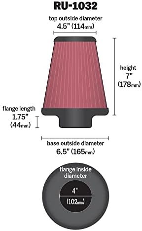 K&N High-Flow Original Lifetime Universal Clamp-On Air Filter: High Performance - Image 2