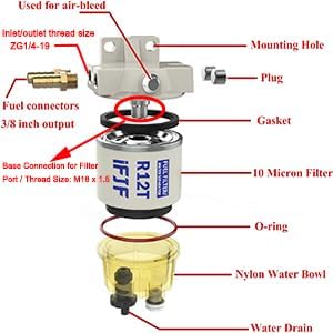 iFJF R12T Nylon Water Collection Bowl of Fuel Filter/Water Separator 120AT NPT - Image 2