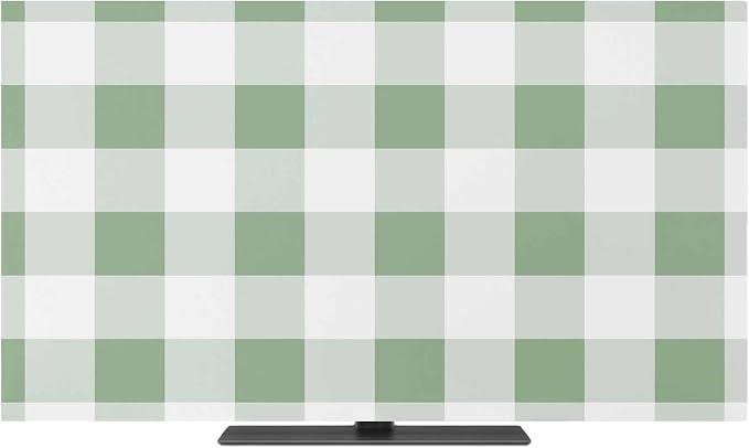 Classic Sage Green White Lattice Indoor TV Cover, Elastic TV Screen Protector by Unknown