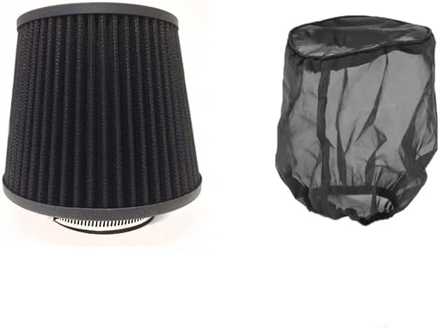 Black Cold Air Intake Cone Replacement Performance Washable Clamp-on Dry Filter by AirXRacing
