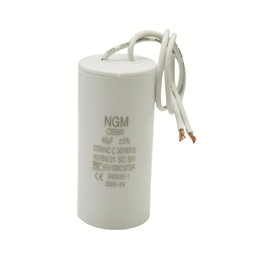 40UF MFD CBB60 Motor Run Capacitor 250VAC Volts Round Cylinder 2 Wires by Resilora