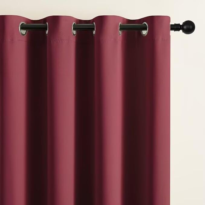 Joydeco Blackout Curtains for Bedroom 108 inch Long 2 Panels, Thermal Insulated Room Darkening Curtains with Grommets, Soft Window Drapes for Living Room (W52 x L108 Inch, Burgundy Red)