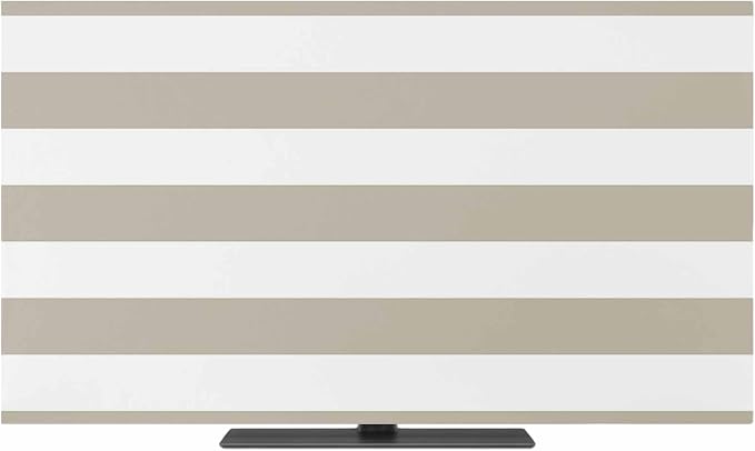 Beige and White Stripe Indoor TV Cover, Elastic TV Screen Protector Rustic - Image 2