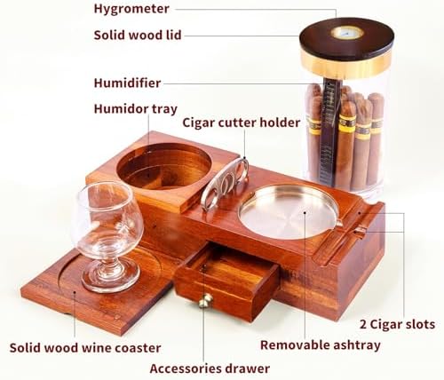 KING'S PALACE Cigar Humidor and Ashtray Set, Travel Leather Cigar Case - Image 2