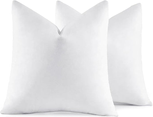 MIULEE 18x18 Pillow Inserts,Set of 2 Down Feather Throw Pillows for Couch Sofa Bed, Decorative Fluffy Throw Pillow Inserts Cotton Fabric,White