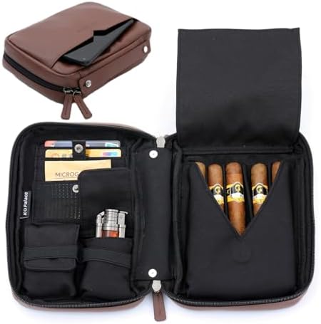 KING'S PALACE Cigar Humidor and Ashtray Set, Travel Leather Cigar Case - Image 9
