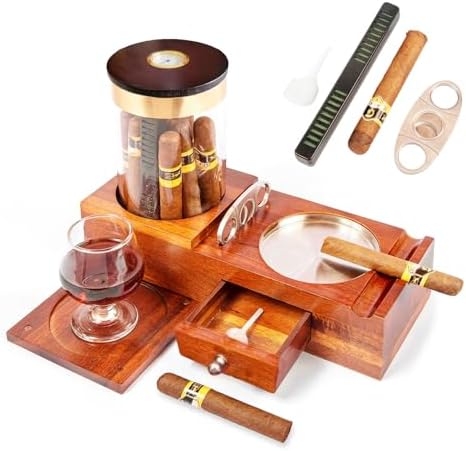KING'S PALACE Cigar Humidor and Ashtray Set, Travel Leather Cigar Case - Image 4