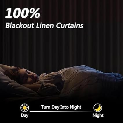 Guken Orange 100% Blackout Linen Curtains 84 Inch Length 2 Panels Set for Living Room Bedroom Back Tab Thermal Insulated Black Out Drapes Room Darkening Farmhouse Window Curtains 84 Inches Long