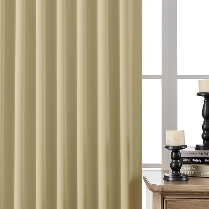Joydeco Blackout Curtains for Bedroom 72 inch Long 2 Panels, Thermal Insulated Room Darkening Curtains with Grommets, Soft Window Drapes for Living Room (W52 x L72 Inch, Beige)
