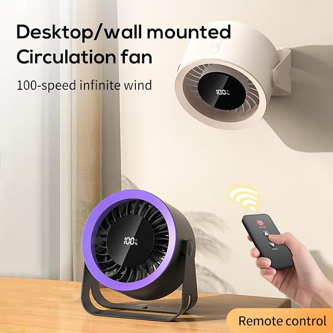 LED screen rechargeable desk fan, silent desktop air purifier - Image 2