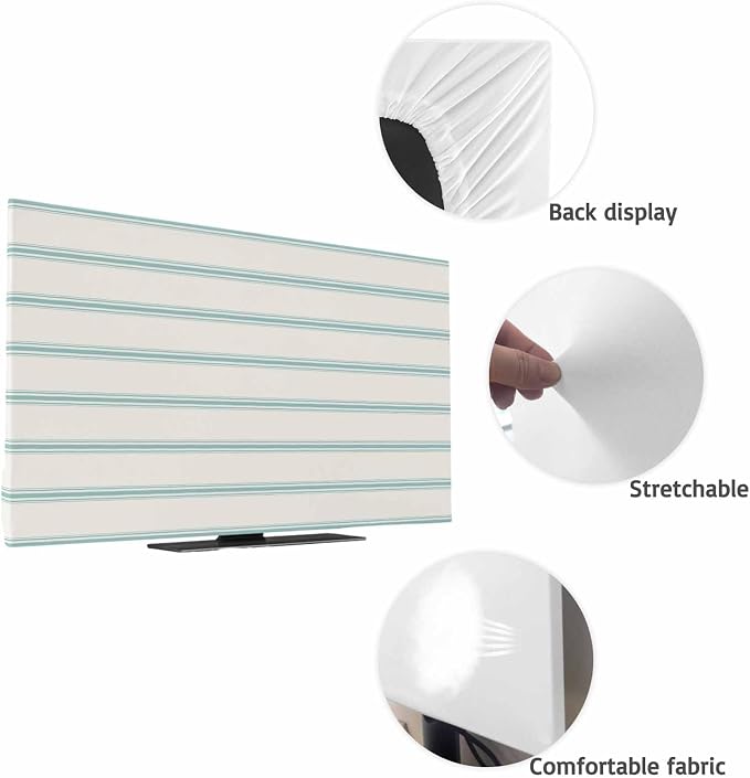 Abstract Teal Stripe Geometric Art Indoor TV Cover, Elastic TV Screen Protector - Image 7