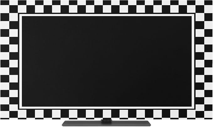 Modern Black White Lattice Indoor TV Cover, Elastic TV Screen Protector - Image 2