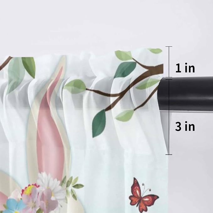 Easter Sheer Valances for Windows 60"x18", Light Filtering Kitchen Curtains - Image 7
