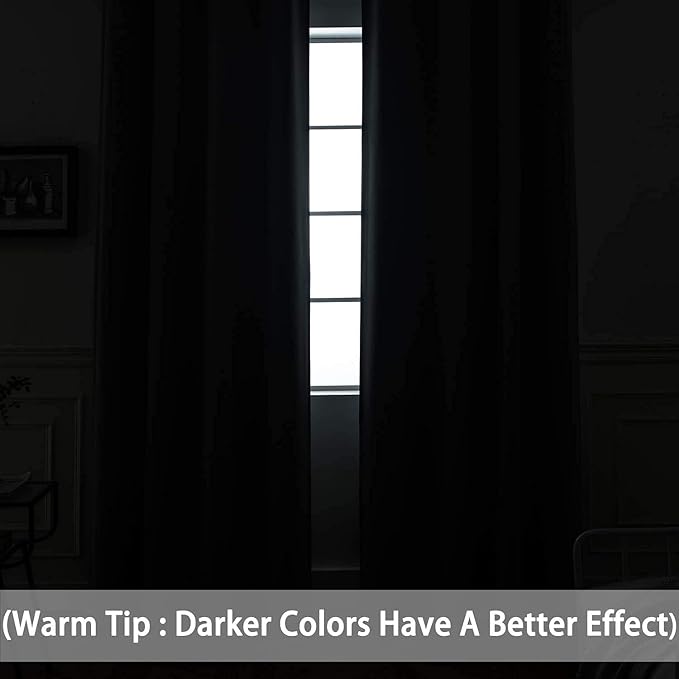 Yakamok Blackout Curtains Room Darkening Thermal Insulated Window Panels,Solid Grommet Top Drapes for Bedroom/Living Room(62Wx63L, Dark Green, 2 Panels)
