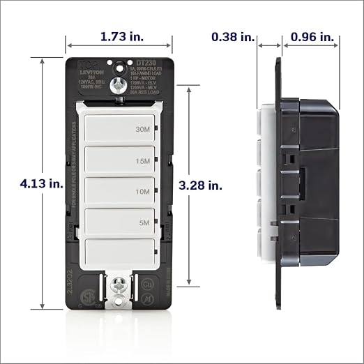 Leviton Countdown Switch for bathroom household lights, 5-10-15-30 min - Image 8