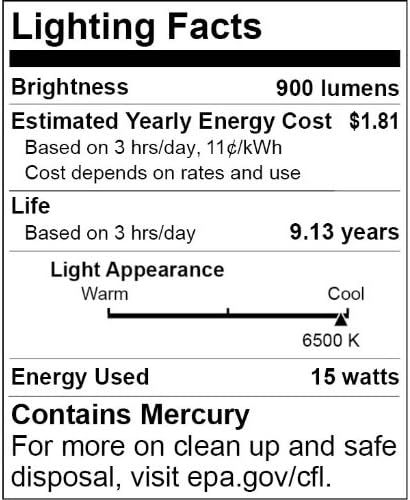 Sunlite AP15/65K Purion CFL T3 Spiral Light Bulb, 15 Watts, 900 Lumens Built-in - Image 4