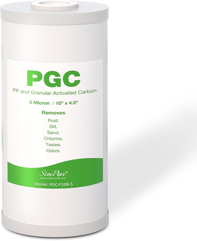 SimPure 5 Micron 10" x 4.5" Sediment and Carbon Whole House Water Filters by SimPure_Water