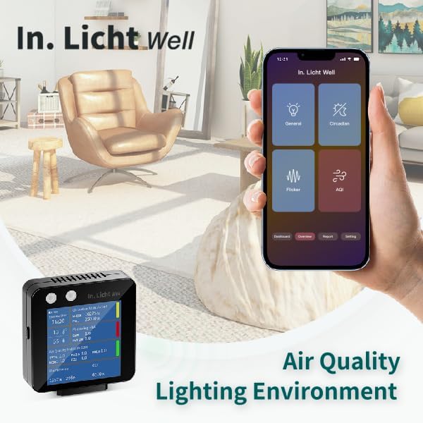 In.Licht Well-PortableWELL‑Certified 19‑in‑1 Light & Indoor Air Quality Monitor - Image 3