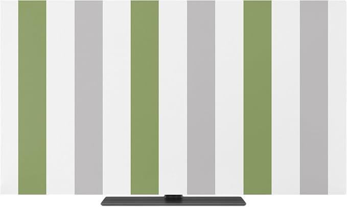 Modern Gradient Grass Green Grey Striped Indoor TV Cover, Elastic TV Screen by Unknown
