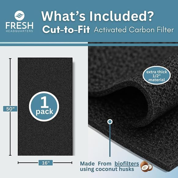 Fresh Headquarters Activated Carbon Filter Sheet – 16"W x 50"L Extra Thick Cut - Image 2