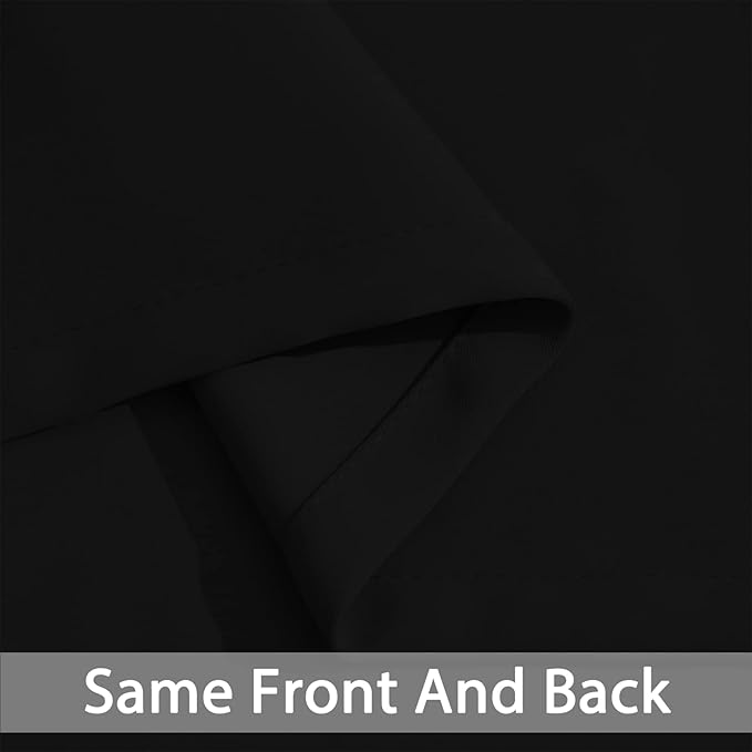 Yakamok Blackout Curtains Room Darkening Thermal Insulated Window Panels,Solid Grommet Top Drapes for Bedroom/Living Room(62Wx63L, Black, 2 Panels)
