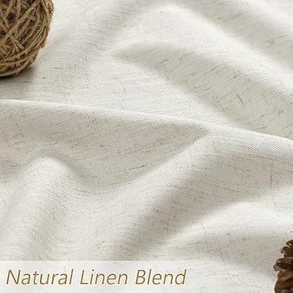 Guken Cream 100% Blackout Curtains 130 Inch Length 2 Panels Set for Living Room Bedroom Back Tab Thermal Insulated Black Out Linen Drapes Room Darkening Window Curtains