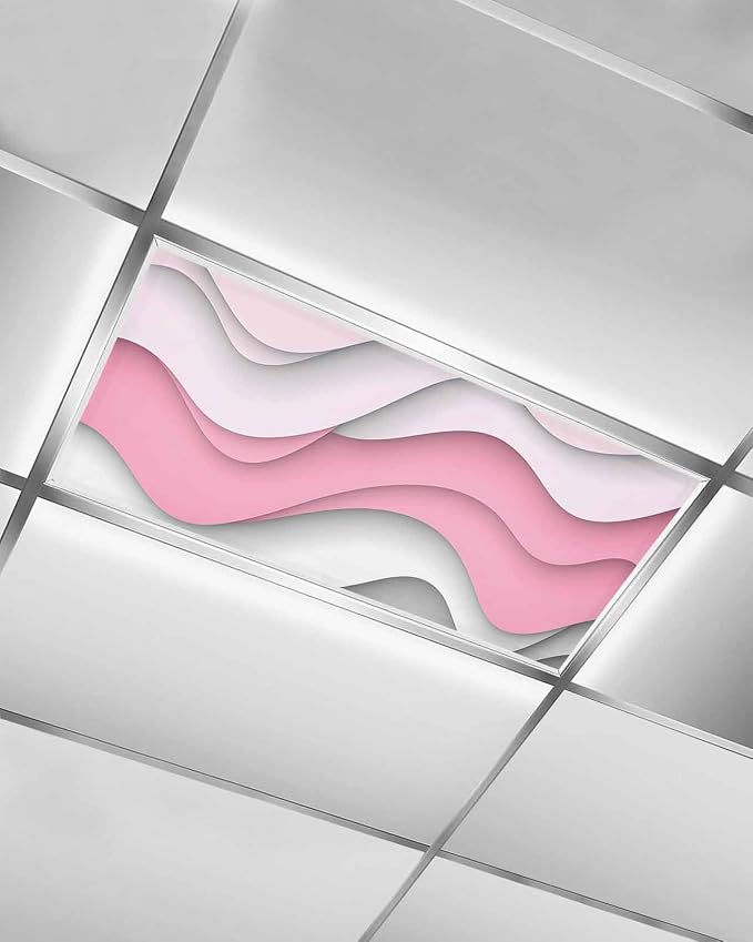 Yukro 1 Pack Pink Ombre Fluorescent Light Covers Pink Gray Gradient Abstract by Unknown