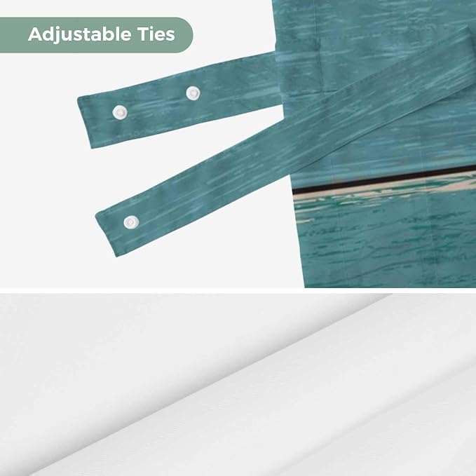 Teal Blue Brown Tie Up Valance Curtains - Image 7