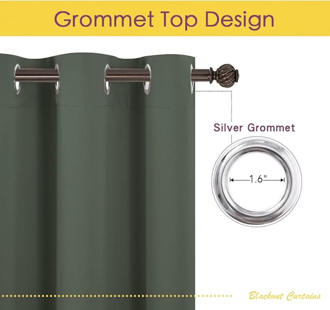 NICETOWN Room Darkening Draperies Window Curtain Panels, Thermal Insulated Grommet Room Darkening Curtains for Bedroom (Dark Mallard, 2 Panels, W70 x L84 -inch)
