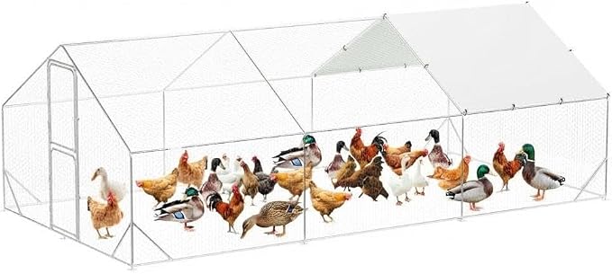 9.8X19.7x6.6FT, Large Walk in Chicken Run Pen Cage, Metal Coop Clearance by Unknown
