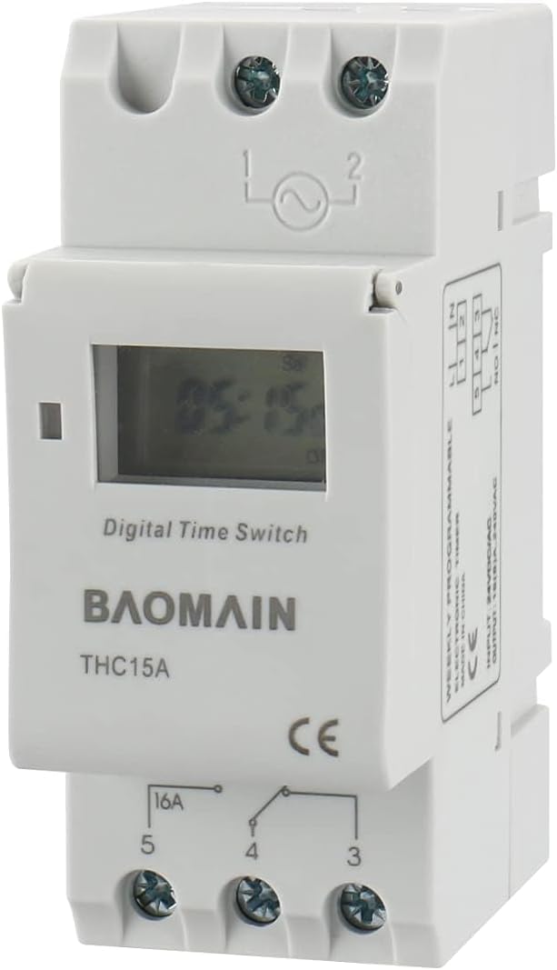 Baomain THC15A DC/AC 24V Digital LCD Power Programmable Timer Time Switch Relay by Baomain