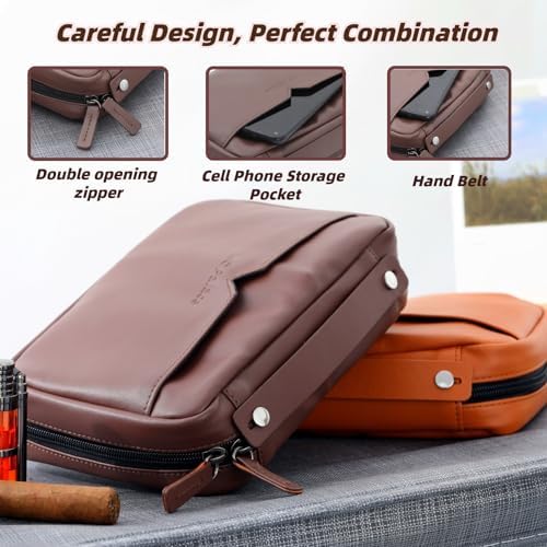 KING'S PALACE Cigar Humidor and Ashtray Set, Travel Leather Cigar Case - Image 7