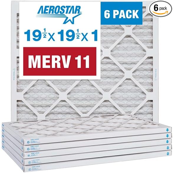Aerostar Air Filters 19 1/2 x 19 1/2 x 1 MERV 11, Healthier Air by AirFiltersDelivered