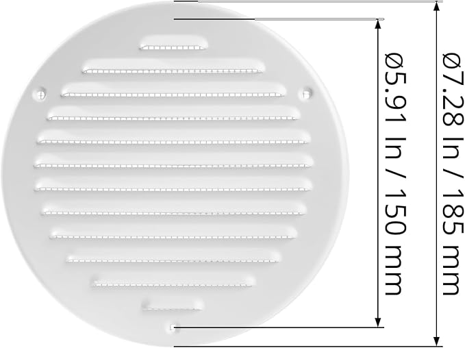 White Metal 6'' Inch Round Ventilation Grille - Image 2