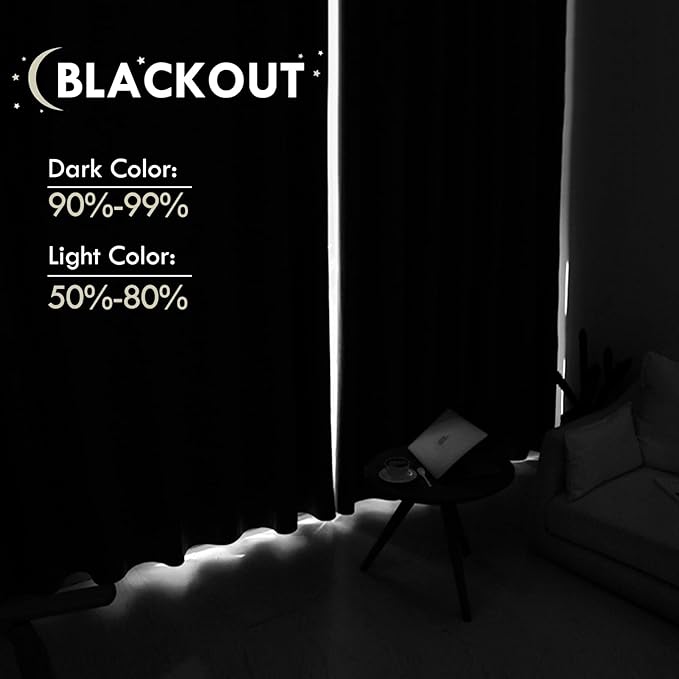 DWCN Bedroom Blackout Curtains 70 x 63 Inches Length 2 Panels Set, Solid Thermal Insulated Energy Saving Rod Pocket Window Treatment Curtains Blackout Drapes (W70 x L63 Inch, Dark Grey)