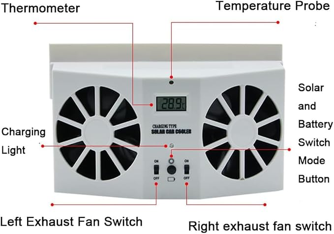 MACHSWON Solar Car Fan, Solar Powered Car Exhaust Fan, Car Radiator Energy - Image 6