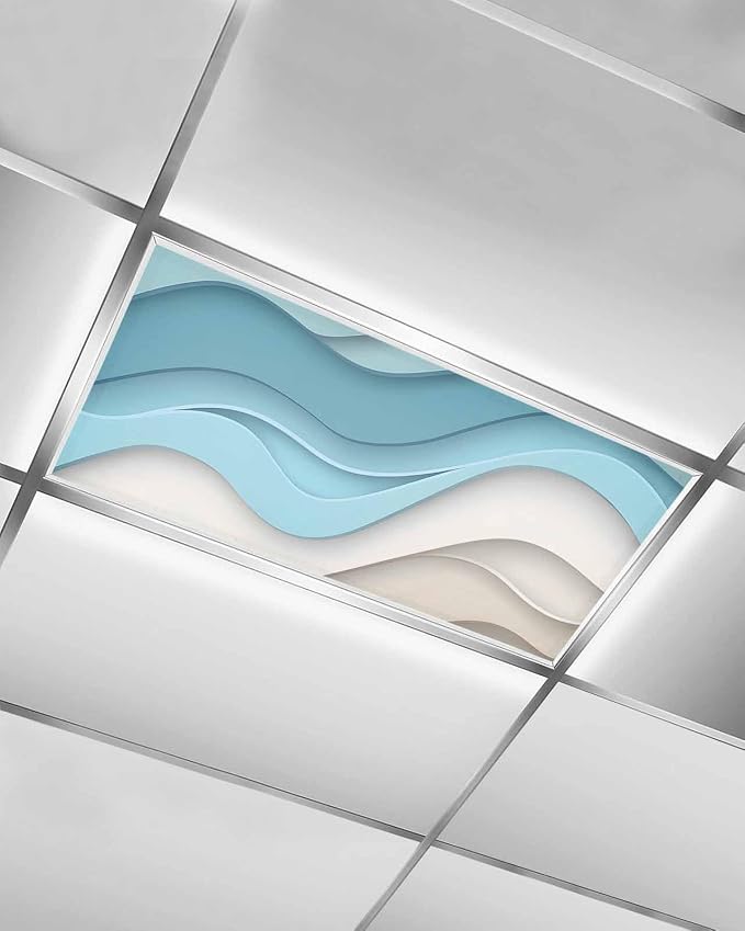 Yukro 1 Pack Teal Ombre Fluorescent Light Covers Abstract Stripe Ocean Wave by Unknown