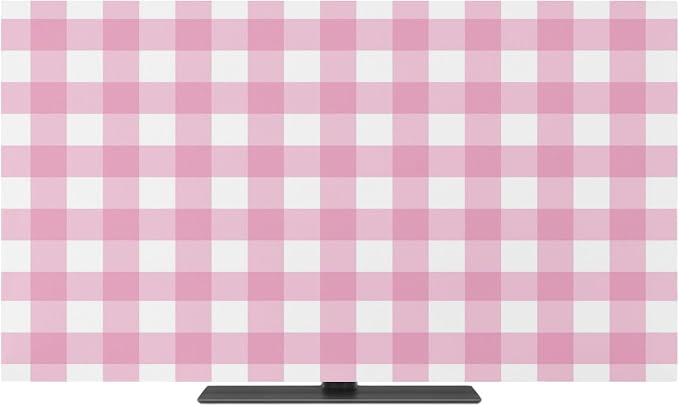 Minimalist Pink Buffalo Lattice Indoor TV Cover, Elastic TV Screen Protector - Image 2