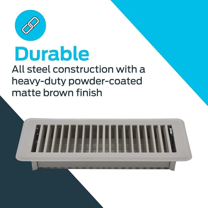 EZ-FLO 4 x 10 Inch Floor Register Vent Cover, One-Way Ventilation Register - Image 5