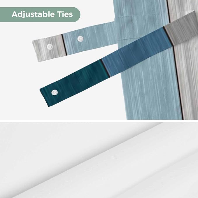 Blue Ombre Wooden Tie Up Valance Curtains - Image 7