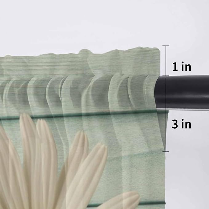 Daisy Flower Sheer Valances for Windows 42"x12", Light Filtering Kitchen - Image 7