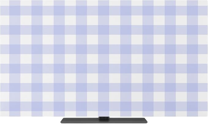 Minimalist Lavender Gingham Plaid Indoor TV Cover, Elastic TV Screen Protector - Image 2