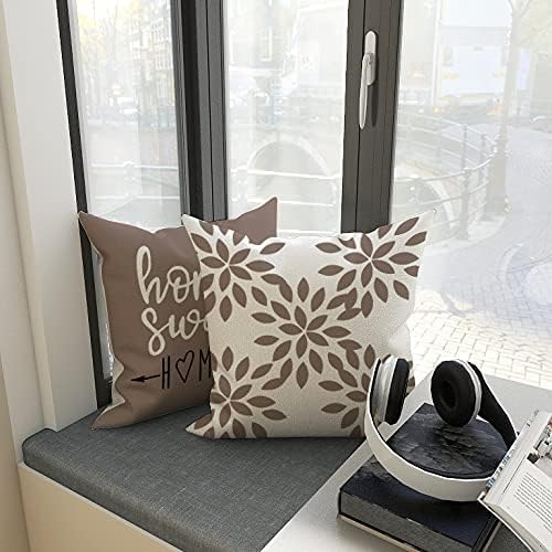 YCOLL Pillow Covers 20x20 Set of 4, Modern Sofa Throw Pillow Cover, Decorative Outdoor Linen Fabric Pillow Case for Couch Bed Car, Khaki