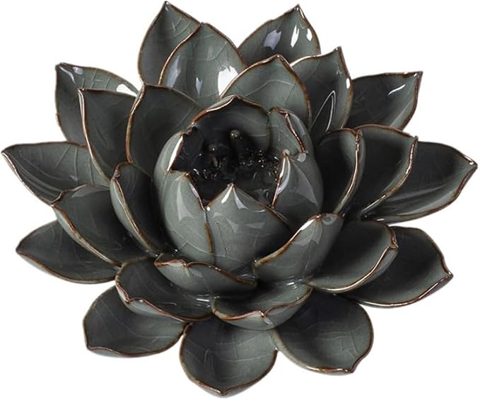 Ceramic Lotus Flower Thread Incense Burner Holder Handmade Zen Aromatherapy by FIYOEO