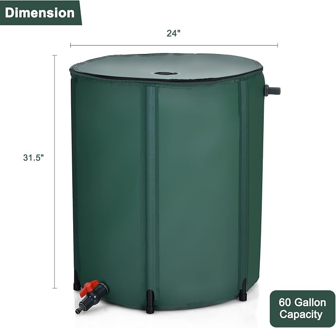 Goplus 60 Gallon Collapsible Rain Barrel, Portable Rain Barrels to Collect - Image 7