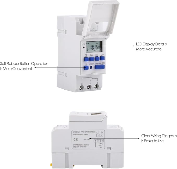 15A Programmable Timer Relay 7 Day Heavy Duty Digital Timer Switch - Image 6