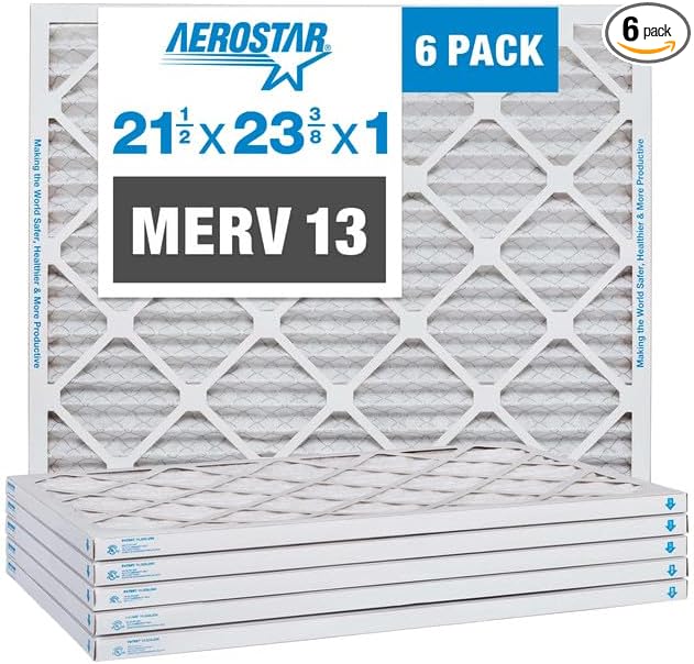 Aerostar 21 1/2x23 3/8x1 MERV 13 Pleated Air Filter, AC Furnace Air Filter by AirFiltersDelivered