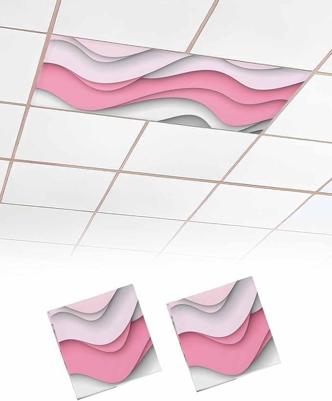Yukro 2 Pack Pink Ombre Fluorescent Light Covers Pink Gray Gradient Abstract by Unknown